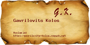 Gavrilovits Kolos névjegykártya